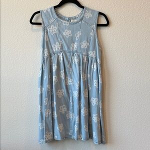 Peek Brand Light Blue Denim Floral Girls Dress